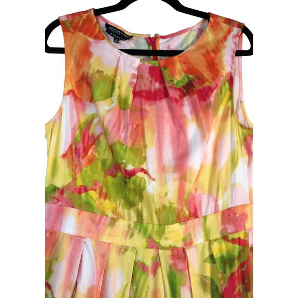 Jones New York Stretch Cotton Dress Floral Colorful Sheath Short Sleeveless 14 - Picture 2 of 7